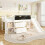 White Single Loft Bed with Slide & Chalkboard 1