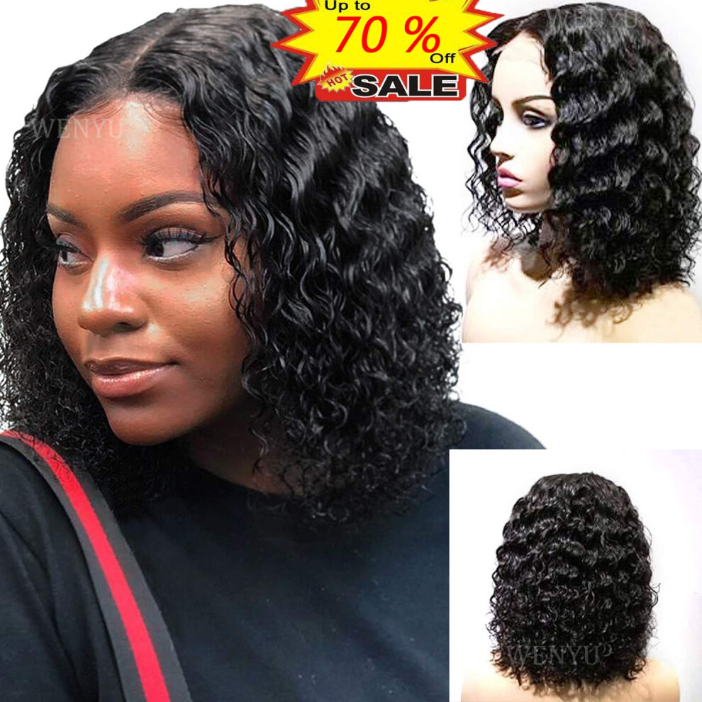 Short Bob Human Hair Wig 13x4 Lace Front Deep Wave Glueless Pre Plucked Brazilian Bob Wig 14 Inch