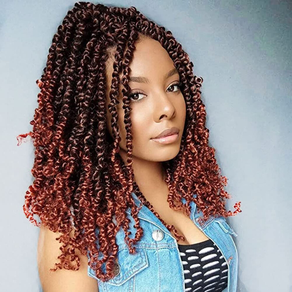 Unisex Black Passion Twist Crochet Hair 12 Inch Pretwisted Pre Looped Braids For Women Natural Look #T350