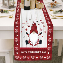 Couchtischläufer „Valentinstag – Eine Ladung Liebe“ aus rosa kariertem Jute-Stoff für Landhausküche, 13 x 70 Zoll