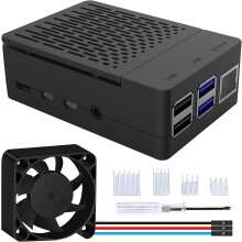 Gabinete para Raspberry Pi 4, Gabinete em ABS com ventoinha PWM de 40x40x10mm e 4 unidades para Raspberry Pi 4.