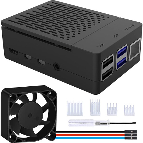 Θήκη Raspberry Pi4, Θήκη Raspberry Pi4Fan ABS με ανεμιστήρα ψύξης PWM 40X40X10mm και 4 τεμάχια Raspberry Pi4