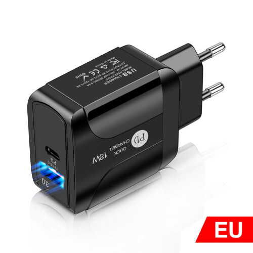 Προσφορές Cyber_Monday2024Viflosae EU QC3.0 Γρήγορος φορτιστής 18W USB PD Plug Δύο θύρες τροφοδοσίας 2