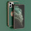 Capa luxuosa e elegante 'compatível com iPhone 13 Pro Max' com função de suporte de anel, nas cores dourada e verde. 6