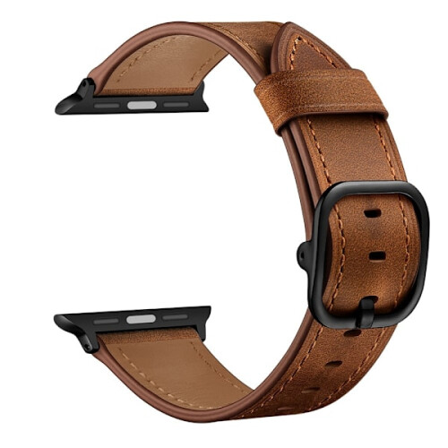 Pulseira de couro genuíno compatível com Apple Watch de 41/40/38 mm - Marrom 2