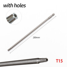 Punta de destornillador Torx hueca de 7,78 pulgadas con vástago hexagonal T8-T40. Herramienta para desenroscar y aflojar tornillos con precisión.