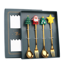 Winysin Kerstserviesset, roestvrijstalen lepel, cadeauset, dessertlepel, vork, koffielepel, kersthanger, lepel, serviesset, cadeau