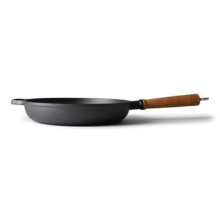 Gietijzeren koekenpan 28 cm met houten handvat, zwart