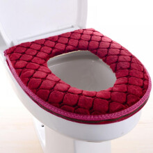 Housse de couvercle de toilette lavable et rembourrée en peluche douce Hibibud, rouge