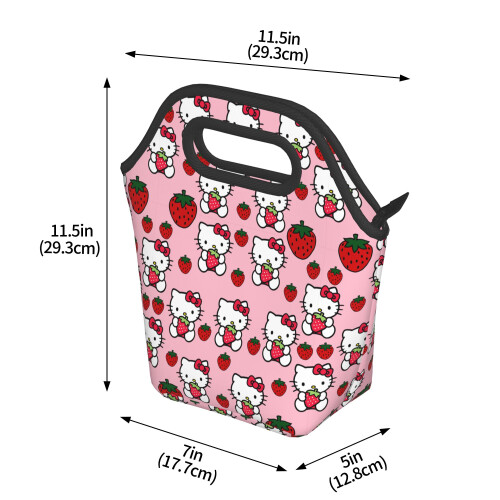 Τσάντα φαγητού Hello Kitty από μαλακό πολυεστέρα, φορητή τσάντα Bento με φερμουάρ, 2