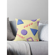 Housses de coussin décoratives à motif abstrait bleu et rose style Memphis années 80