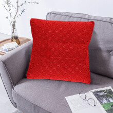 Taie d'oreiller à motif écailles de poisson, en maille, couleur unie, idéale pour canapé et chambre, 45 x 45 cm, rouge.