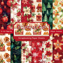 24 Sheets 6x6 Christmas Scrapbook Paper Pack, Classic Holiday Cardstock for DIY Crafts and Cards