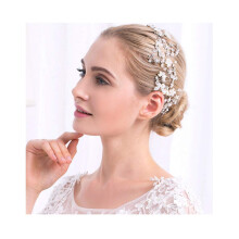 Wedding Hair Accessories Silver Bridal Hair Combs with Pearls and Rhinestones, 2 Piece Set