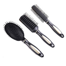Detangling Hair Brush Set for Wet and Dry Hair, Paddle and Round Brushes for Thick Curly Hair Black