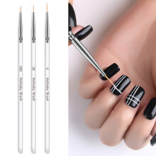 Tinsow 3pcs Professional Nail Art Brushes Set with Fine Tips and Transparent Handles for Detailing