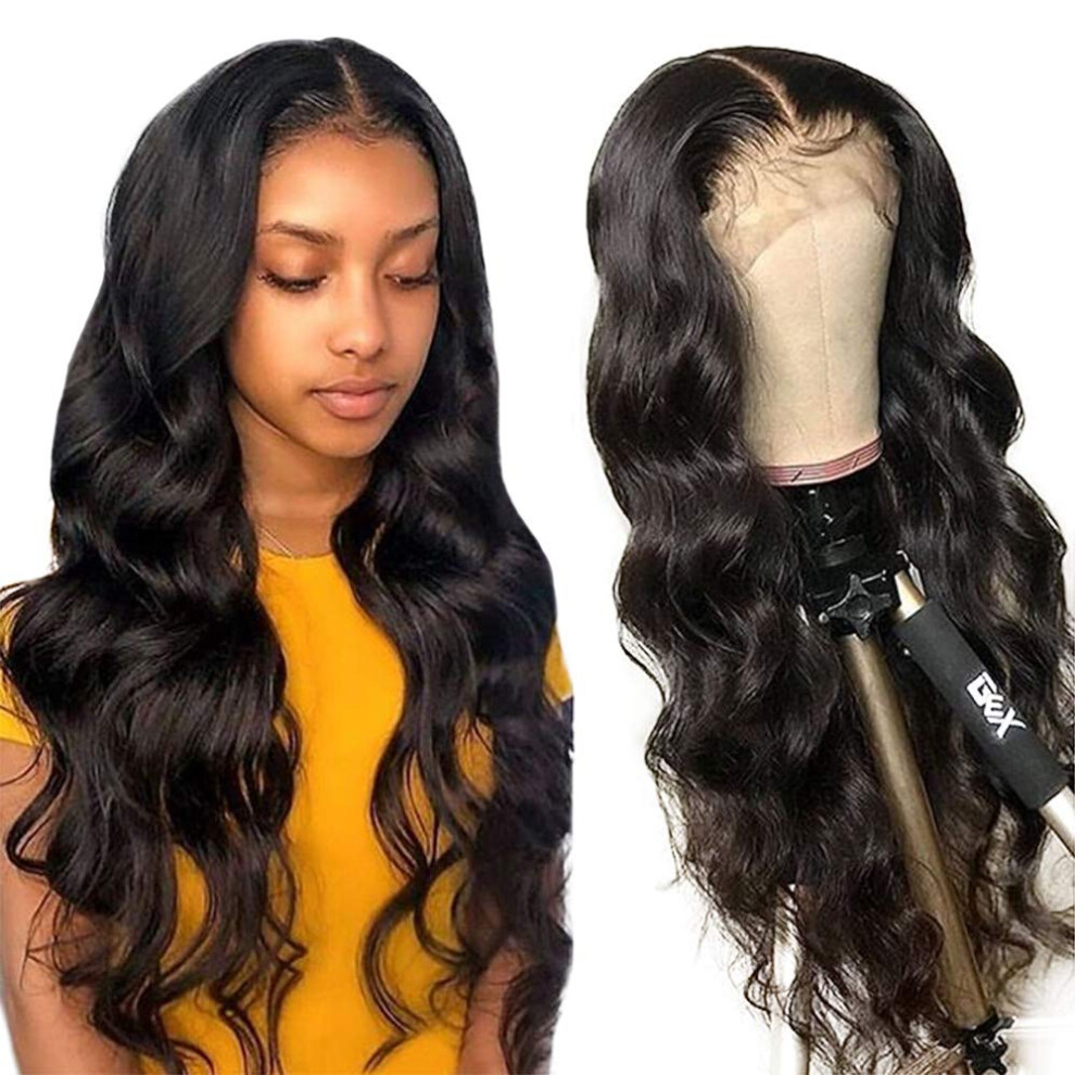 26 Inch Human Hair Lace Front Wig with Baby Hair, Brazilian Virgin Remy, Preplucked Natural Hairline