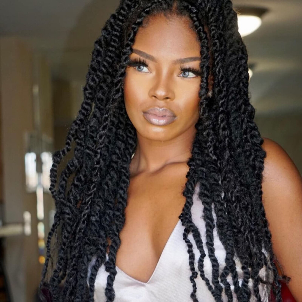 Unisex Crochet Braiding Hair 22 Inch Afro Kinky Curly Marley Twist For Faux Locs Synthetic Extensions