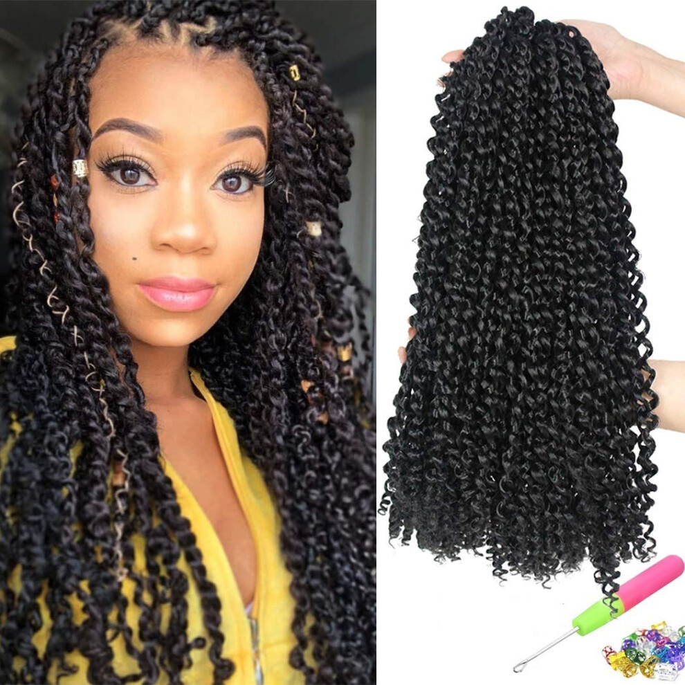 Water Wave Crochet Hair 22 Inch Synthetic Braids Heat Resistant Extensions for Passion Twist Styles 1B