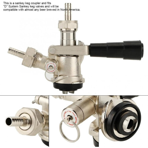 Draft Beer Keg Coupler with Adjustable Flow Control Switch Stainless Steel Tap for Home Brewing 1