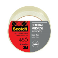 3M Scotch Strong Packaging Tape Transparent, 1 Roll, 48 mm x 66 m - Ideal for Packing Boxes and Parcels