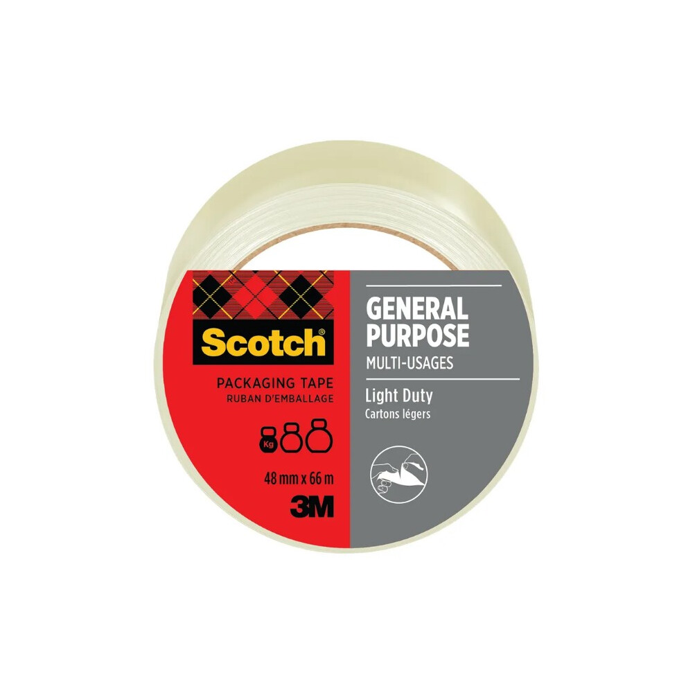 3M Scotch Strong Packaging Tape Transparent, 1 Roll, 48 Mm X 66 M - Ideal For Packing Boxes And Parcels