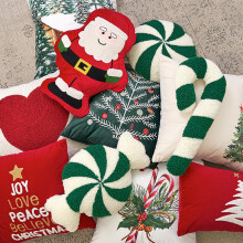 Banghong Christmas Candy Cane Plush Pillow, Red White Peppermint Throw Pillow, Xmas Spiral Lollipop Decor for Sofa, Bedroom, compatible with