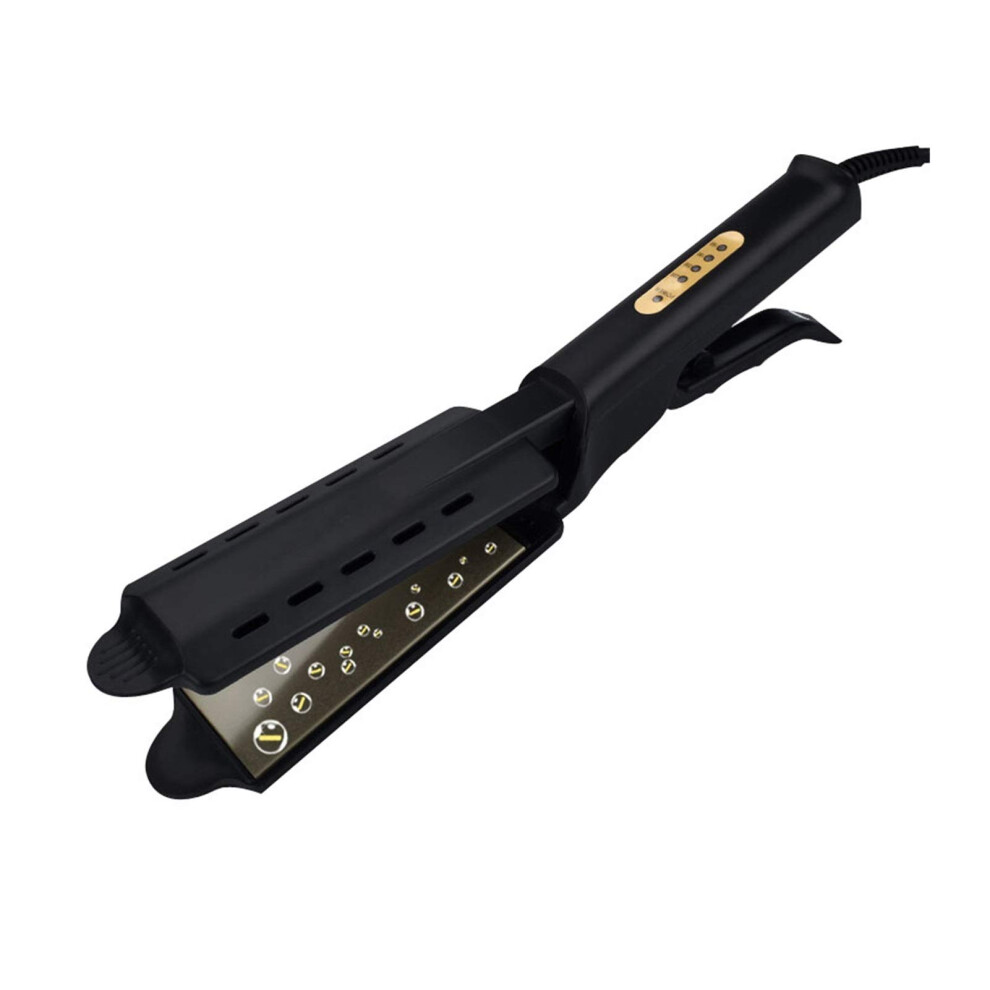 Black Hair Straightener Ceramic Tourmaline Ionic Flat Iron 2In1 Straighten And Curl Eu Plug