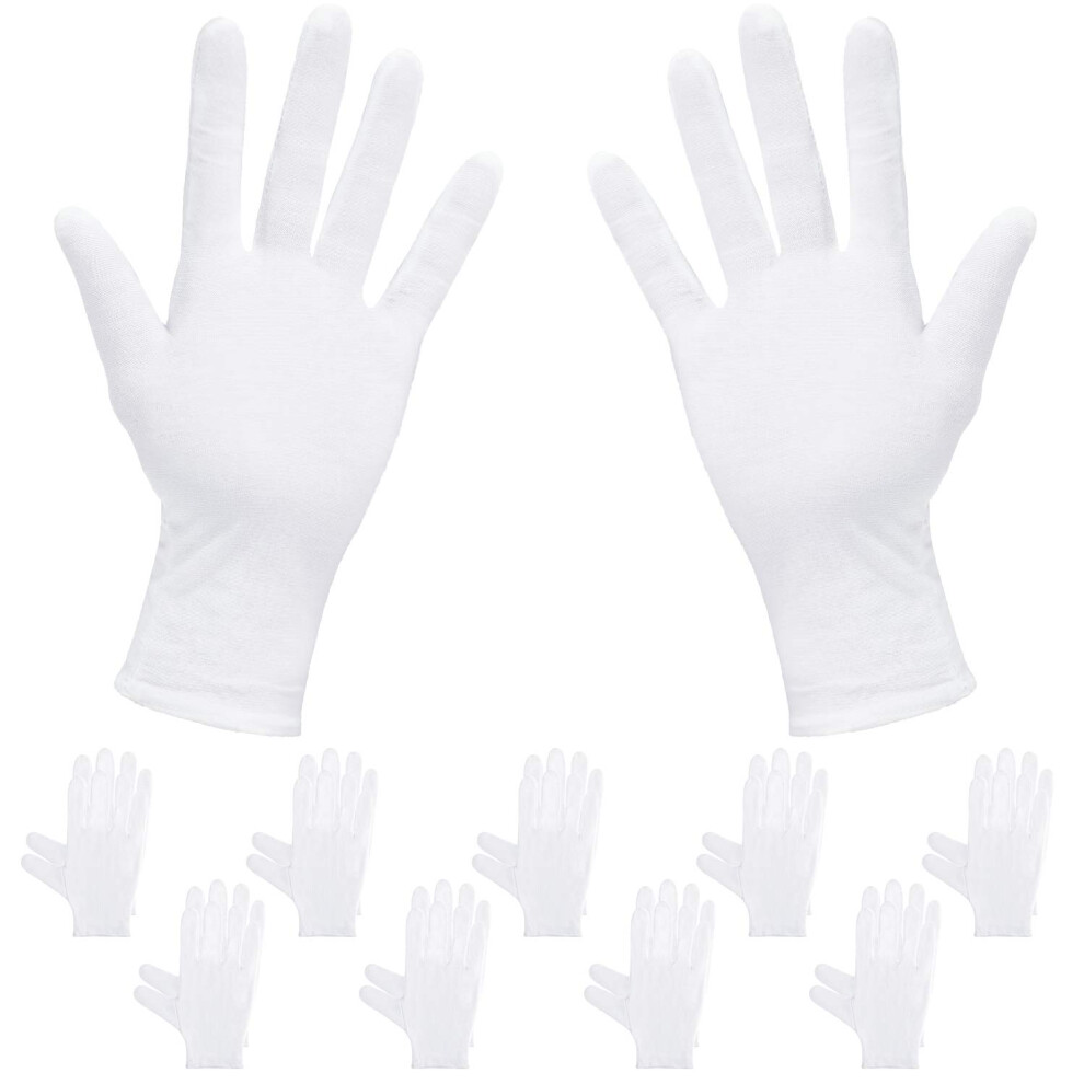 White Cotton Gloves 12 Pairs for Dry Hands Eczema Moisturizing and Delicate Item Handling