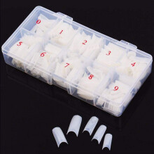 False Nail Tips 500PCS Clear Acrylic Coffin Nails Full Cover Ballerina Shape with Storage Box