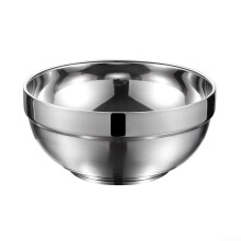 Stainless Steel Serving Bowls 18cm Double Wall Insulated Heat Retaining for Rice Salad and Hot Food