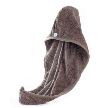 Hair Drying Towel Wrap Super Absorbent Microfiber Turban with Secure Twist Lock, Beige