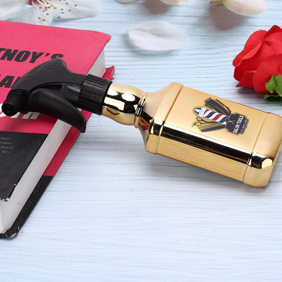 Golden Hair Spray Bottle with LeakProof Design and Ergonomic Grip for Salon and Home Use