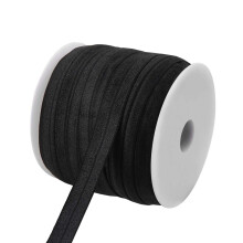 50 Yards Black Fold Over Elastic Ribbon 5/8 Inch Soft Durable for DIY Hair Ties and Headbands