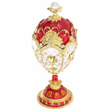 Smykkeorganisator Egg Samleobjekt Emaljert Påskeegg Vintage Fabergé-stil Diamante Ornamentboks Dekorasjon Gave