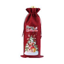 2025 y CISIL - Bolsa para vino tinto de Navidad, nueva bolsa de lino para botellas, bolsa de regalo para vino tinto, con cordón ajustable, bolsa de