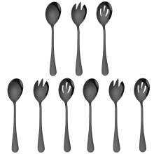 3 sets roestvrijstalen saladelepels, restaurantfruitvorken, lepels en vorken om te eten, tangen om te koken met sleufjes