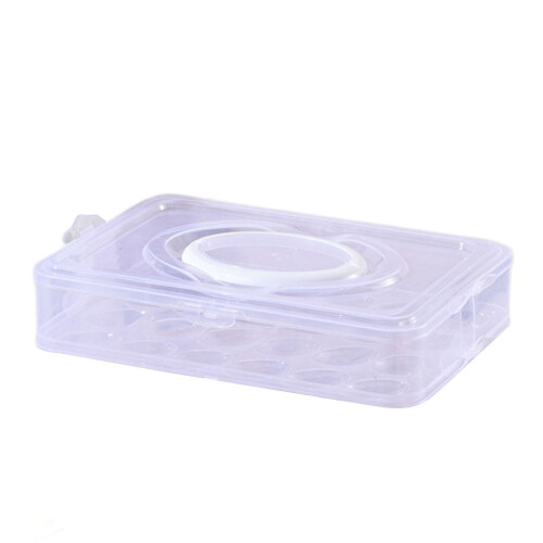 SUSUchens Egg Storage Box, 24Grids, Transparent, Dustproof with Lid & Handle, Stackable Fridge Tray, Compatible with SUSUchens, White, Single Layer 1