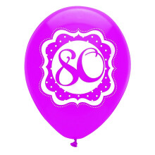 Ballons en latex Ă pois pour 80e anniversaire (paquet de 6)