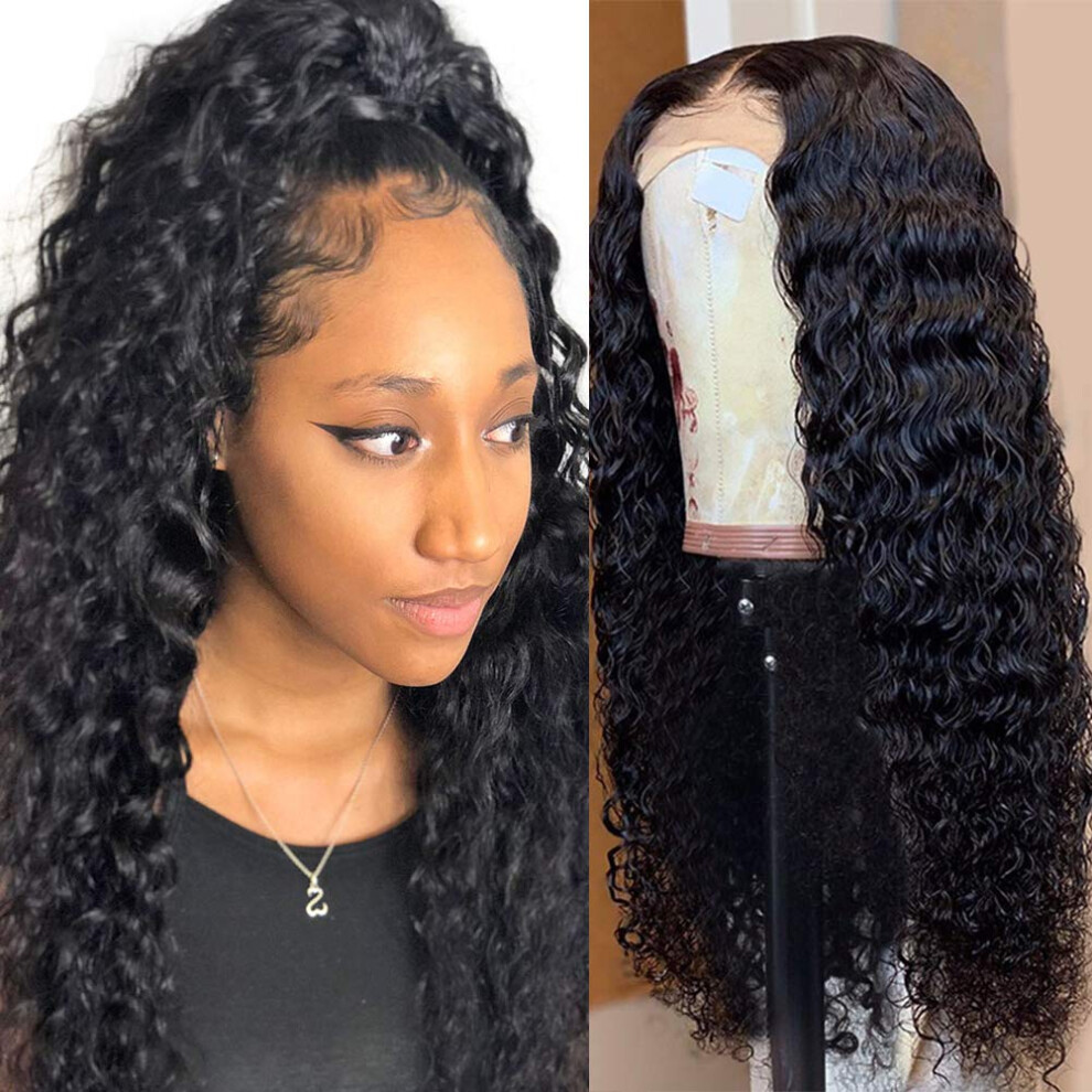 Unisex Deep Wave 360 Lace Frontal Wig 150% Density 10 Inch Brazilian Virgin Human Hair Preplucked Natural Hairline