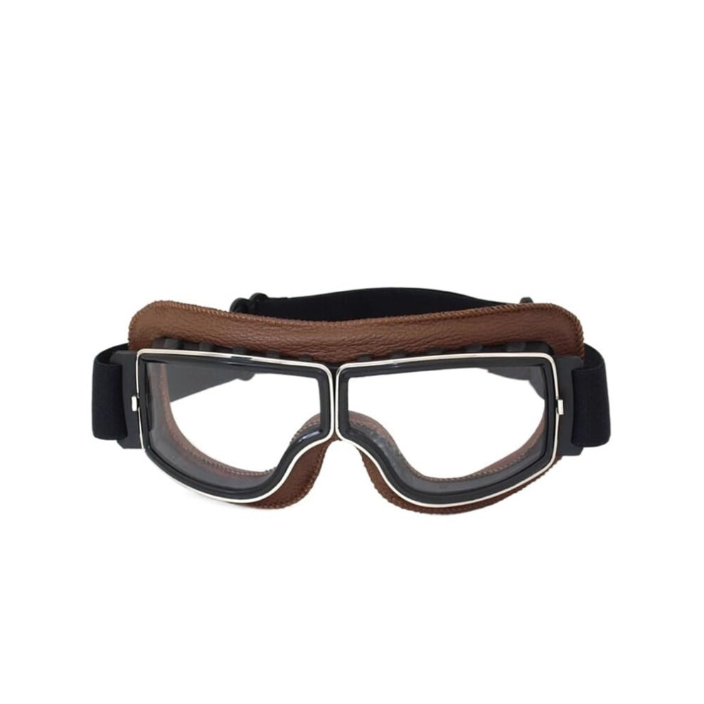 Vintage Leather Motorcycle Goggles With Uv And Antifog Lenses Adjustable Strap For Riding 9099447122704