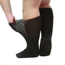 Chaussettes pour diabétiques unisexes, amples et non compressives, noires, grandes tailles