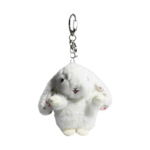 Hasen-Plüsch-Schlüsselanhänger aus PP-Baumwolle, 14 cm, weiß, niedlicher Anhänger mit langen Ohren