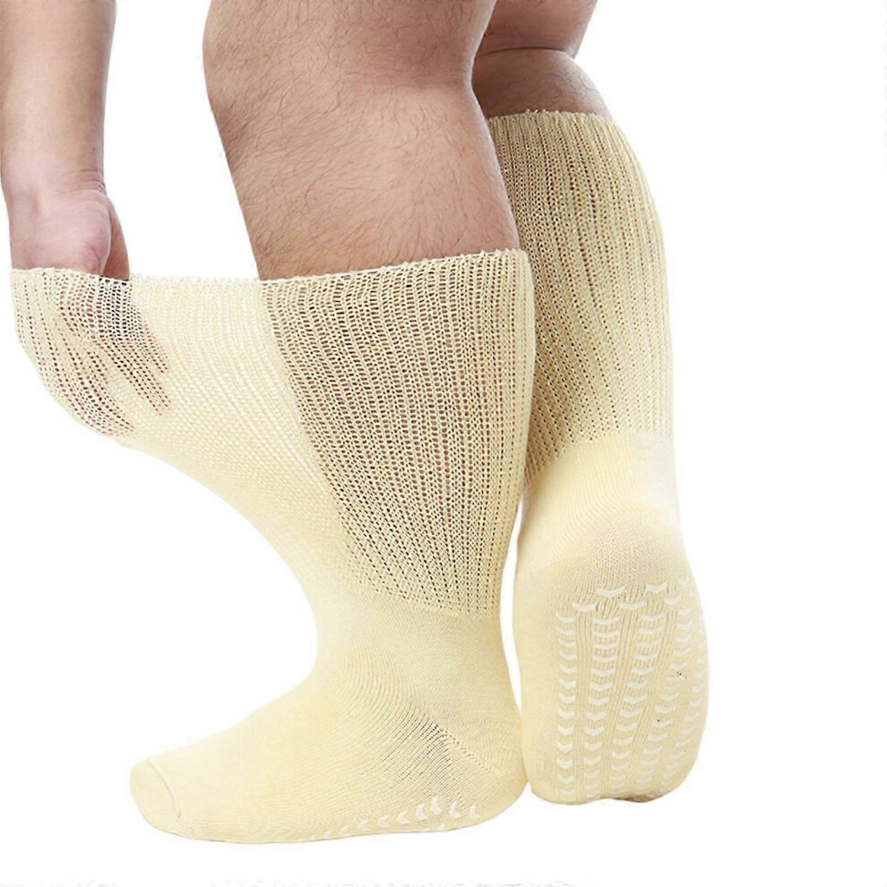 White Widened Diabetic Socks 1 Pair Off- Allocated Style Non-Constrictive Anti-Slip Breathable Moisture Absorbing Socks