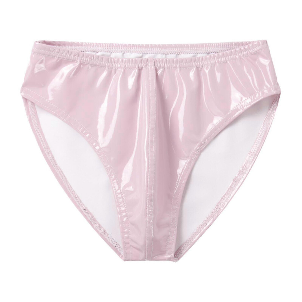 Men's Triangle Underwear Pink XXL Patent Leather Shiny Elastic Waist Nightclub Pole Dance