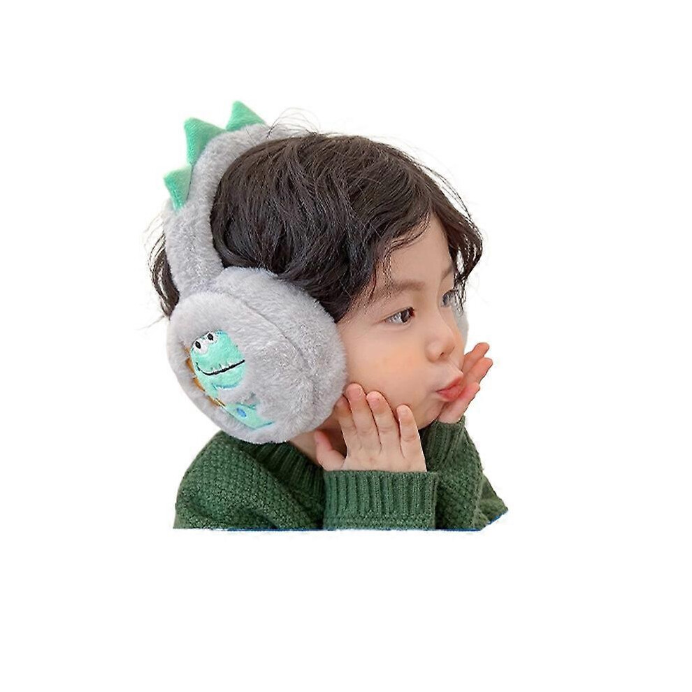 Children's Earmuffs Dinosaur Pattern Gray Winter Warmth