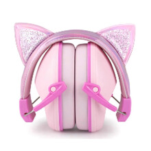 Kinderoortjes met ruisonderdrukking, roze, verstelbare hoofdband, cartoon kattenoortjes, draagbaar