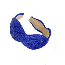 Strohoed hoofdband, 1 stuk (blauw), brede elastische band, ademend voor gebruik buitenshuis in de zomer