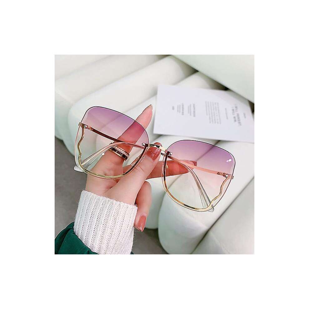 Women's Square Sunglasses (S2) Rimless Gradient Lens UV400 Protection Aluminum Magnesium Alloy
