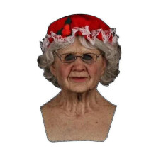 Masque de Noël en latex, taille F, tour de tête 62 cm, respirant avec ouverture pour la bouche.